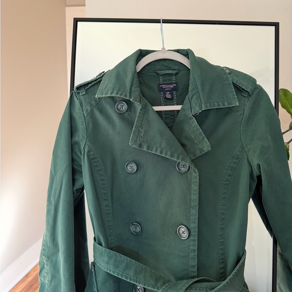 American Eagle Outfitters Forest Green Trench Coat